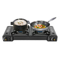 2-Burner Portable Camping Stove Butane Camping Stove Double Burner Butane Stove for Outdoor Cooking Propane Adapter Hose and Carrying Case for Camping BBQ