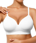 FeelinGirl Wireless Push Up Bra for Women Seamless Comfort Bralettes No Underwire Supportive Full Coverage Everyday Bras White