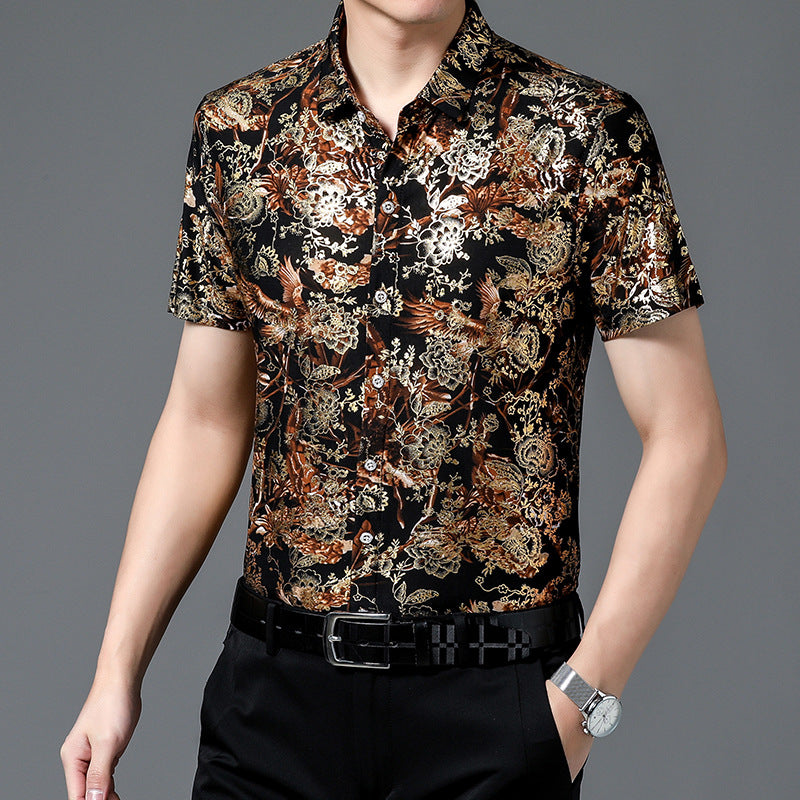 Men's Short Sleeve Fashion Floral Shirt - Summer Style