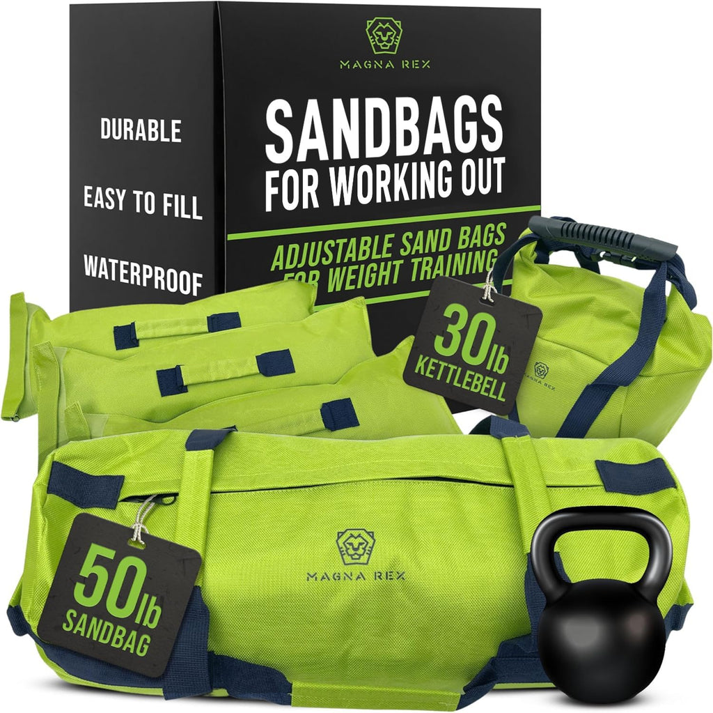 Sandbags for Working Out - Adjustable Sand Bags for Weight Training Heavy Duty Equipment - 1 Outer Workout Sandbag 3 Inner Sandbags and 1 Soft Kettlebell