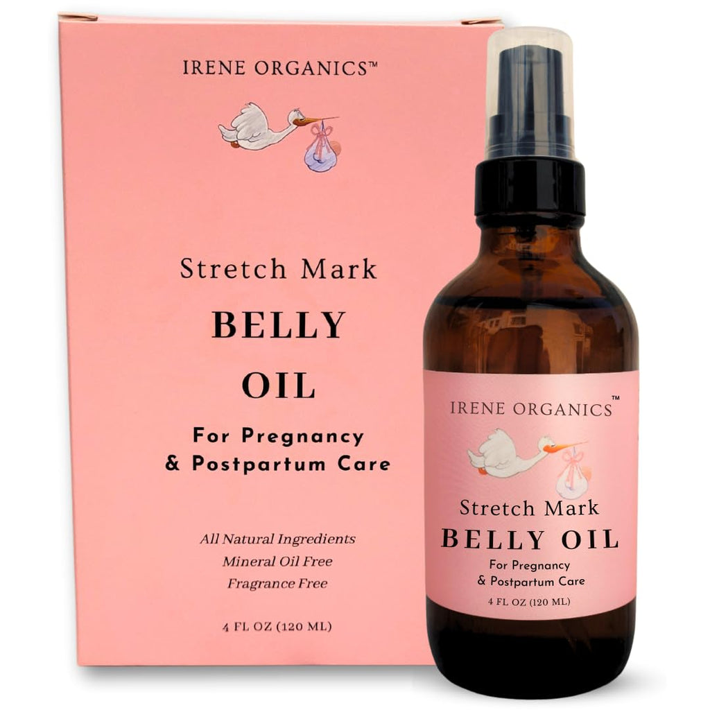 Huile Biologique pour le Ventre Irene Organics pour la Prévention et le Traitement des Vergetures de Grossesse – Huile Primée Anti-Vergetures pour le Ventre pour la Grossesse et l'Après-Grossesse – Huile Hydratante pour le Ventre (Huile pour le Ventre)