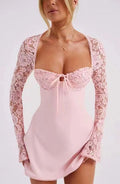 2023 Women's Fashion Lace Backless Long Sleeve Dress