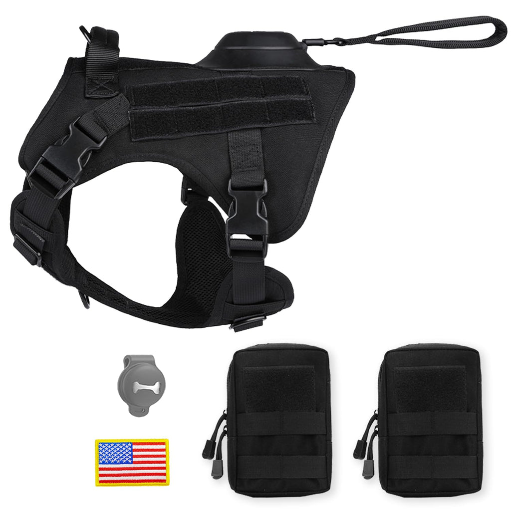 LAIDOLAILA Harnais tactique pour chien, gilet robuste avec poignée, harnais pour chien d'assistance sans traction, gilet pour chien de grande race réglable style militaire pour l'entraînement, la chasse, la marche (Moyen)