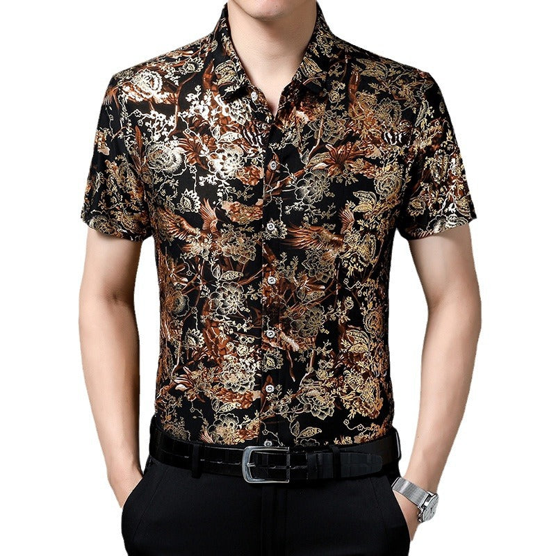 Men's Short Sleeve Fashion Floral Shirt - Summer Style