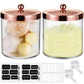 2 Pack 50 Oz Large Apothecary Jar for Bathroom SheeChung Premium Plastic Storage Jar with Spoon and Labels Laundry Vanity Kitchen Canister Jar for Bath Bomb Cotton Ball Laundry Pods(Rose gold)