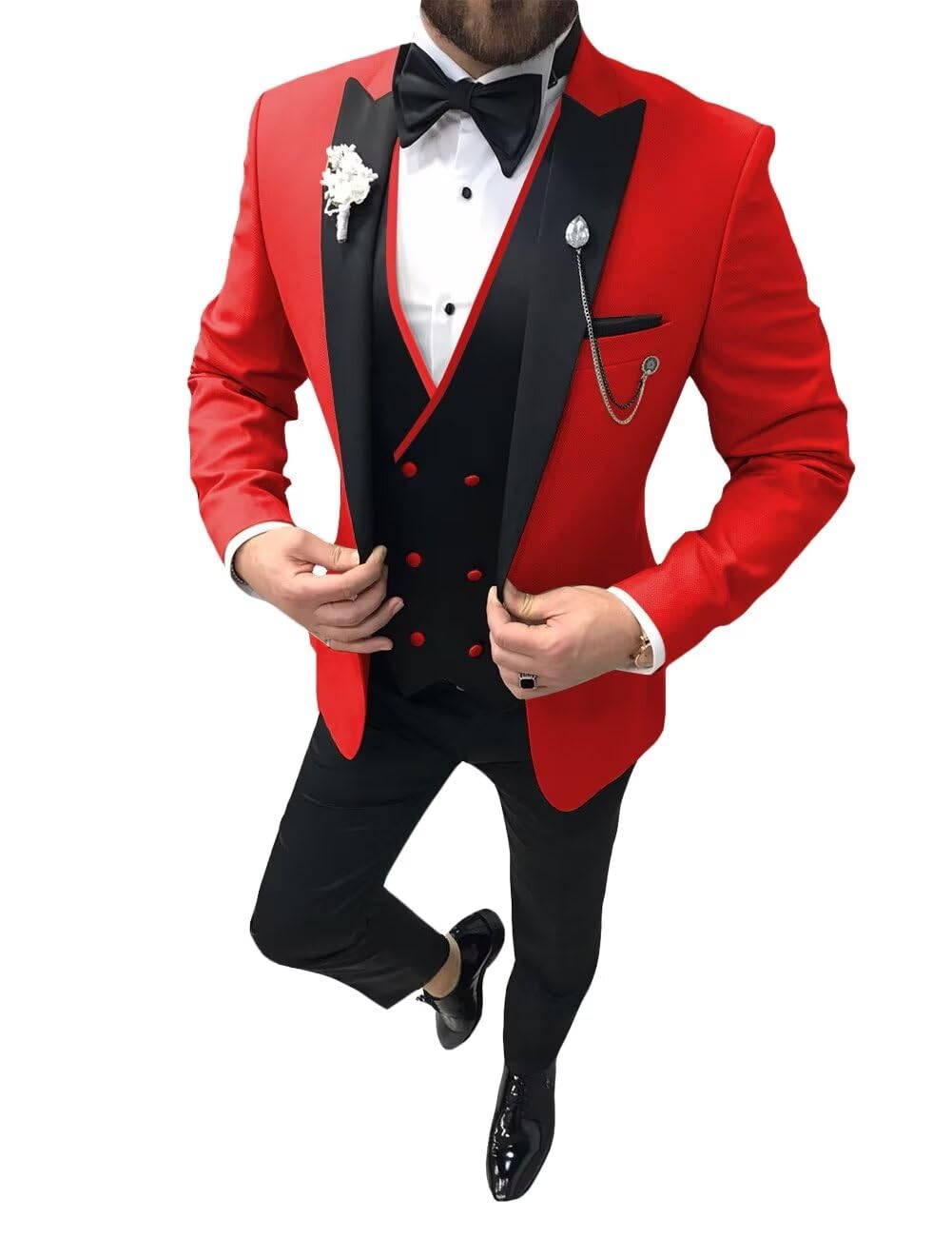 Costume 3 pièces homme coupe ajustée, smoking, costumes de mariage pour homme, costume rouge pour homme, costumes de bal, costumes de mode S