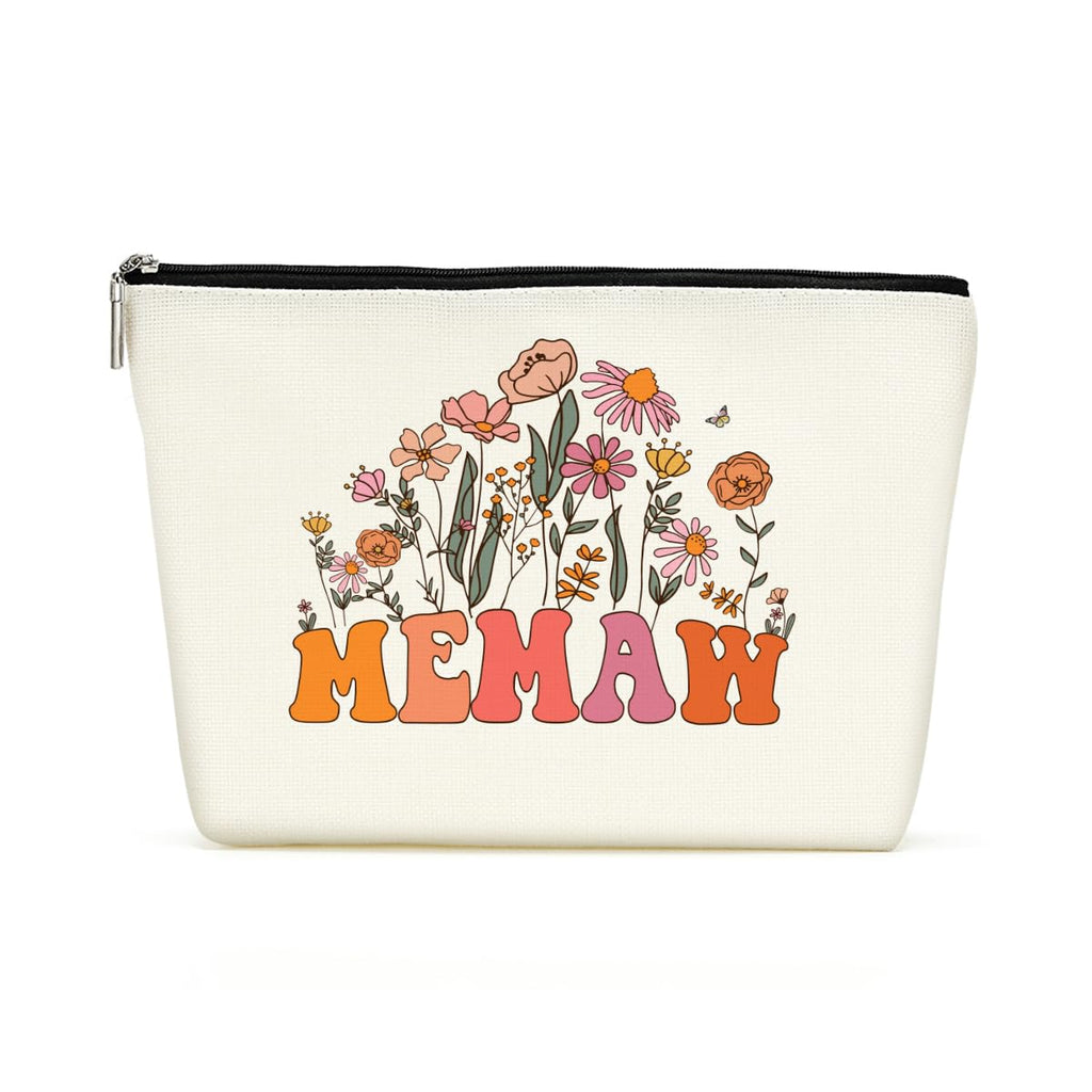 Retro Flower Mothers Day Birthday Gifts for Memaw Funny Grandma Gifts from Granddaughter Makeup Bag Cosmetic Bag Retirement Wedding Anniversary Appreciation Gifts for Women Grandma Nana Grandmother