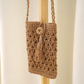 Vintage Handmade Straw Beach Phone Bag with Tassel