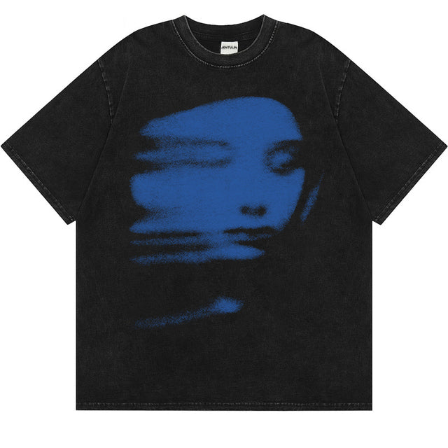 Harajuku 2024 Summer Men's Black Graphic T-Shirt