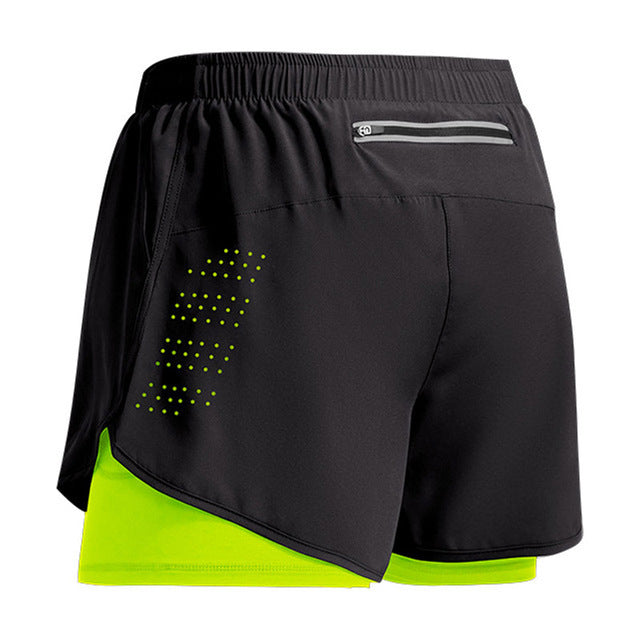 Men's Quick-Dry Double Layer Running Fitness Shorts