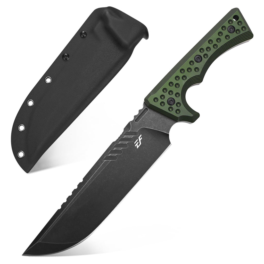 Eafengrow EF146 Fixed Blade Knife 8mm Thick Sleipner Stainless Steel Blade Two Tone G10 Handle Full Tang Heavy Duty EDC Straight Knife for Working Camping Bushcraft（Black