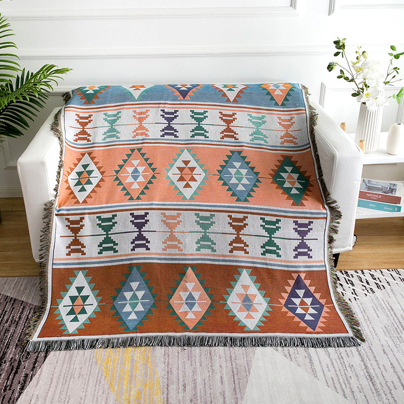 Dulcis Thick Cotton Sofa Blanket with West Pattern