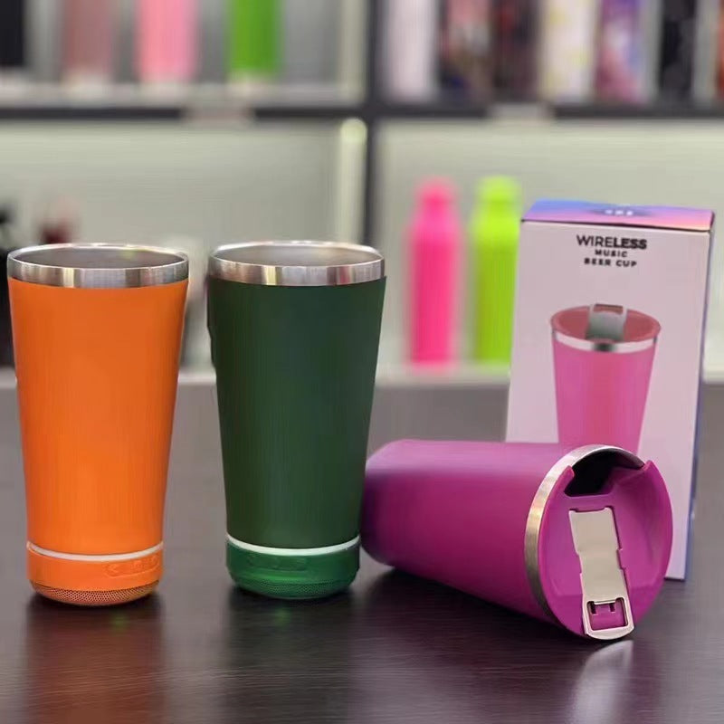 16oz Bluetooth Speaker Beer Mug - Stainless Steel Travel Cup