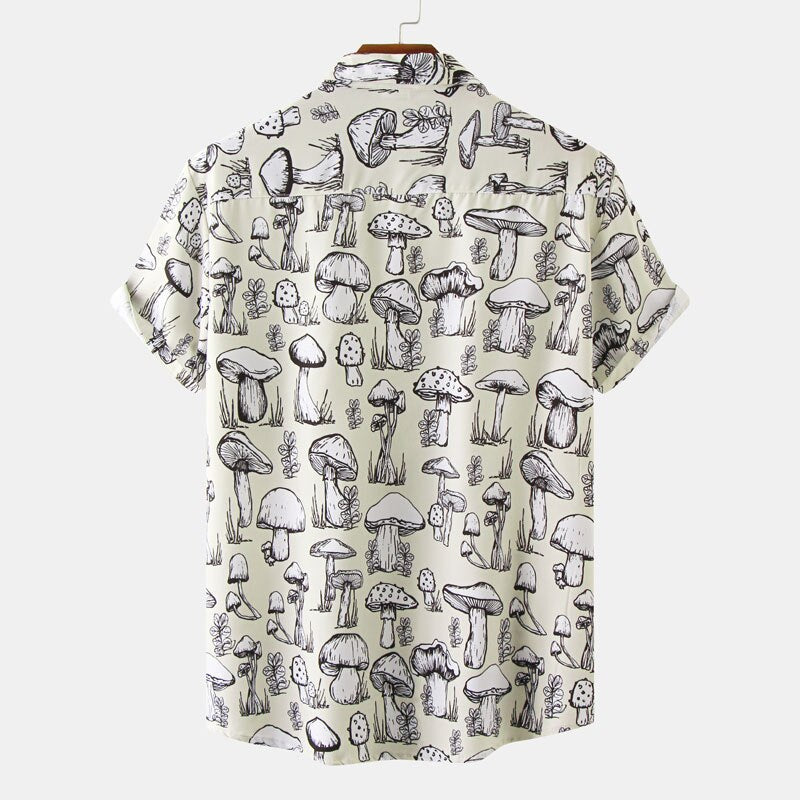 Men's Casual Hawaiian Short-Sleeve Mushroom Shirt