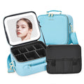 ZhenGuiRu Makeup Bag with LED Mirror Portable Makeup Artist Organizer Case with Lighted Mirror Travel Makeup Bag for Cosmetic Brush Holder Storage Black Makeup Case for Women Gift