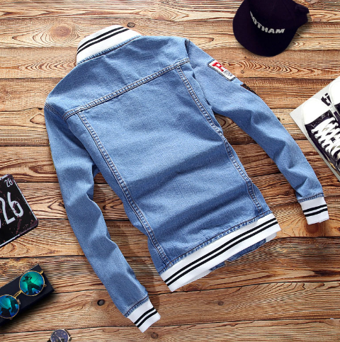 2020 Men's Slim Fit Denim Jacket with Stand Collar