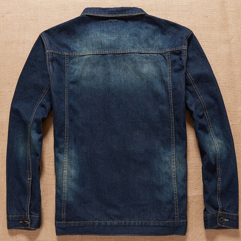 Men's Plus Size Slim Fit Denim Jacket for Fall/Winter