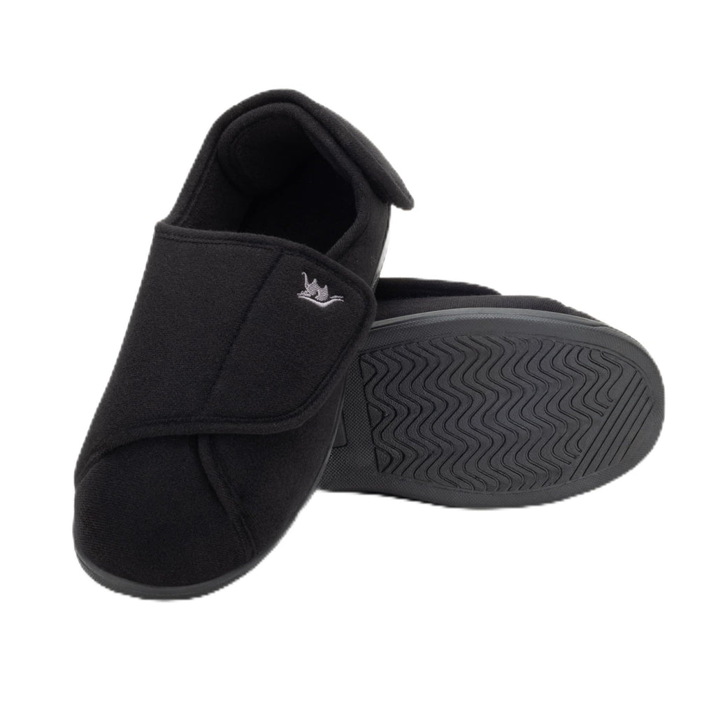 Chaussons de diabète Happy Touch pour femmes, chaussures pour œdème lymphatique, chaussures pour pieds gonflés, pantoufles d'intérieur et d'extérieur pour diabétiques avec velcro, pantoufles antidérapantes pour femmes (Noir 8)