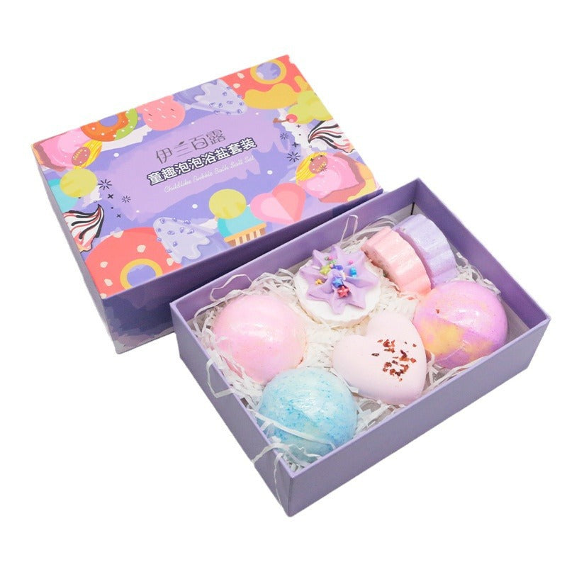 7-Pack Kids Fun Bath Bomb Gift Set with Bubble Salt