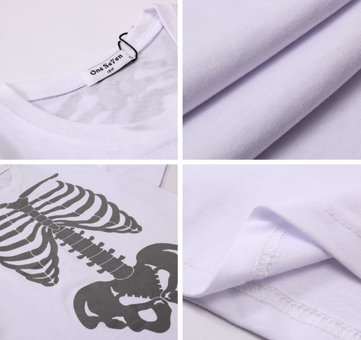 Oversized Skeleton Print T-Shirt for Couples