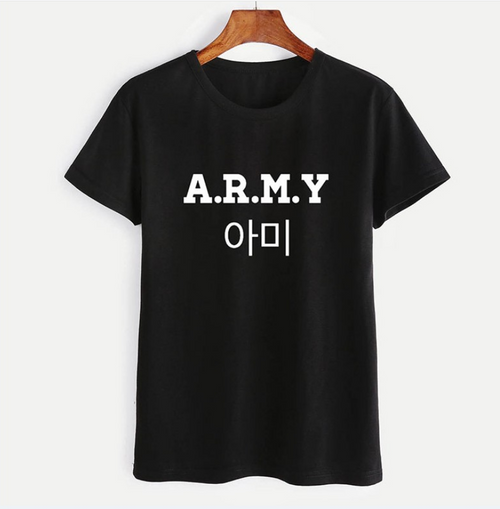 A.R.M.Y T-Shirt with Letter Print and Short Sleeves