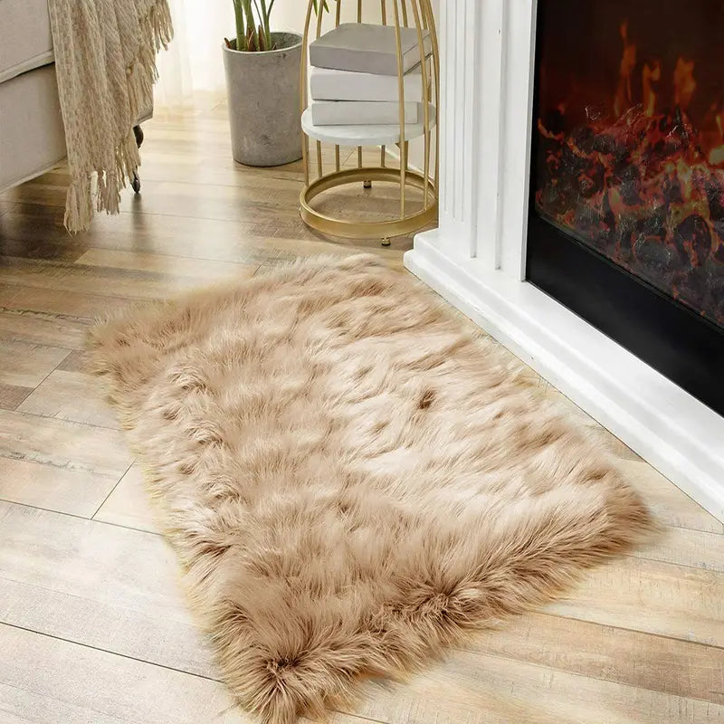 Ultra-Soft Khaki Plush Rug for Living Room and Bedroom