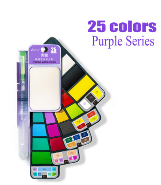 18-Color Solid Watercolor Paint Set for Beginners