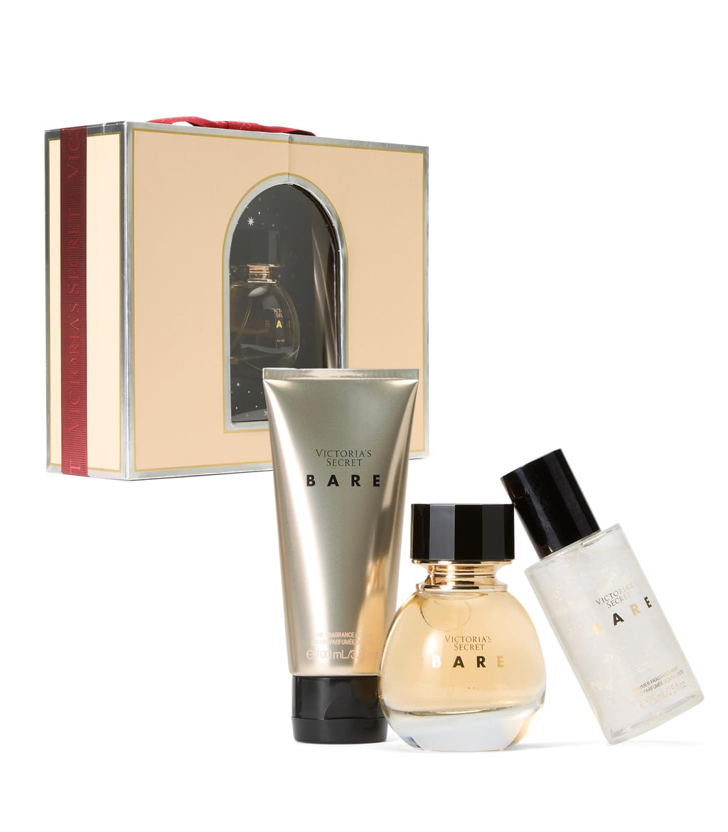 Victorias Secret Bare 3 Piece Luxe Fragrance Gift Set: 1.7 oz. Eau de Parfum Travel Lotion & Shimmer Mist