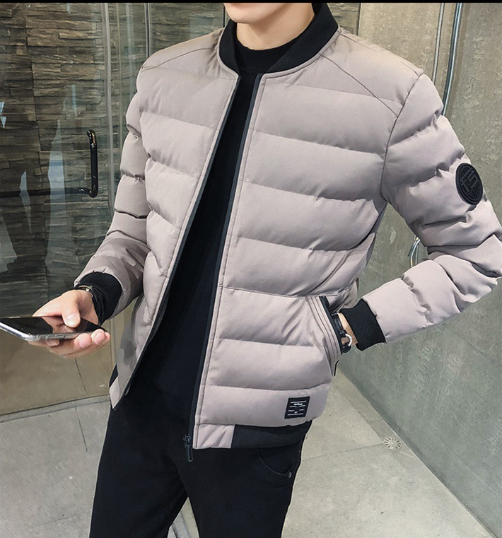 Winter Slim Fit Men's Cotton Jacket with Stand Collar