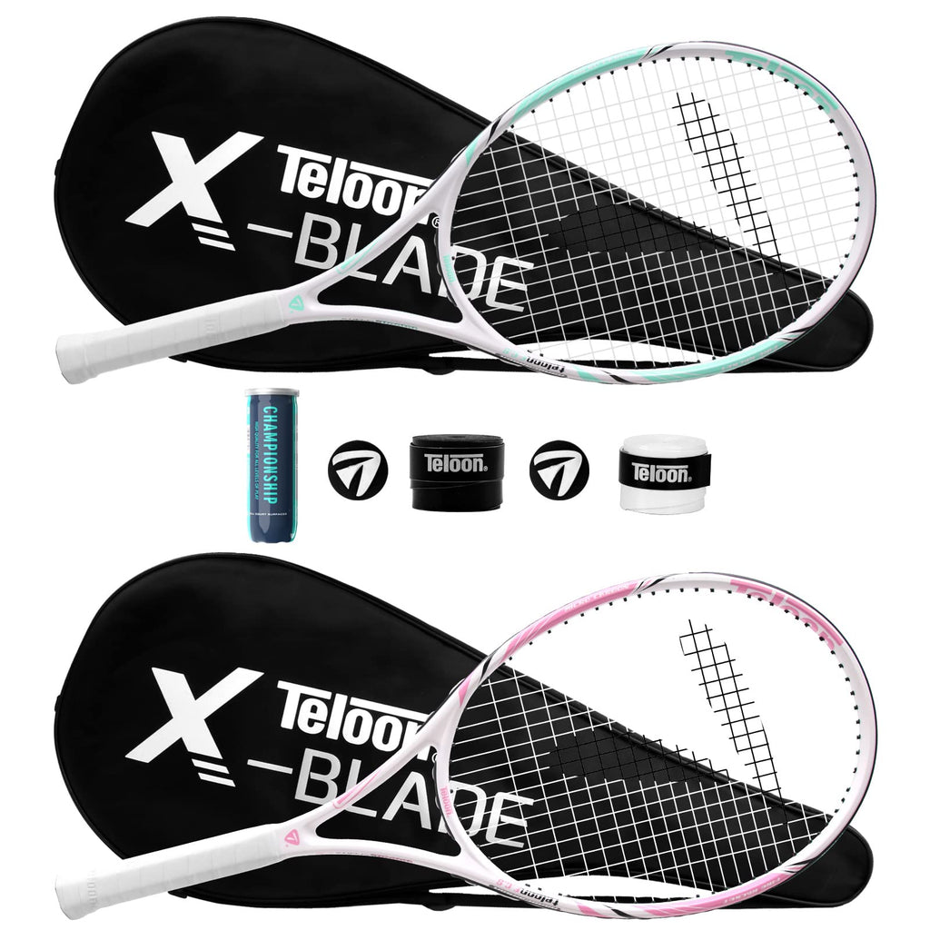 Teloon Tennis Rackets for Adults 2 pcs Recreational -27 inch Tennis Racquet for Men and Women College Students Beginner Tennis Racket.… (BLADE-V9-V10)