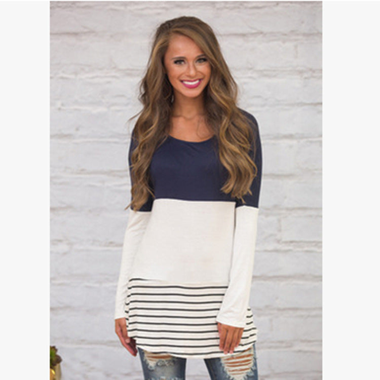 Women's Color-Block Long Sleeve Dress with Lace Back
