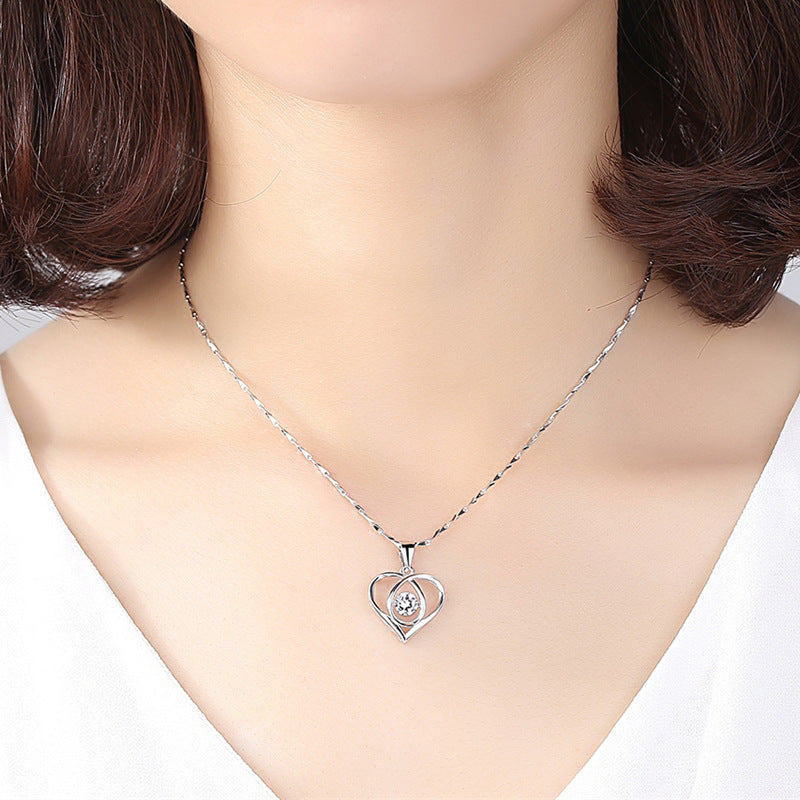 Sterling Silver 999 Heart Pendant Necklace for Women