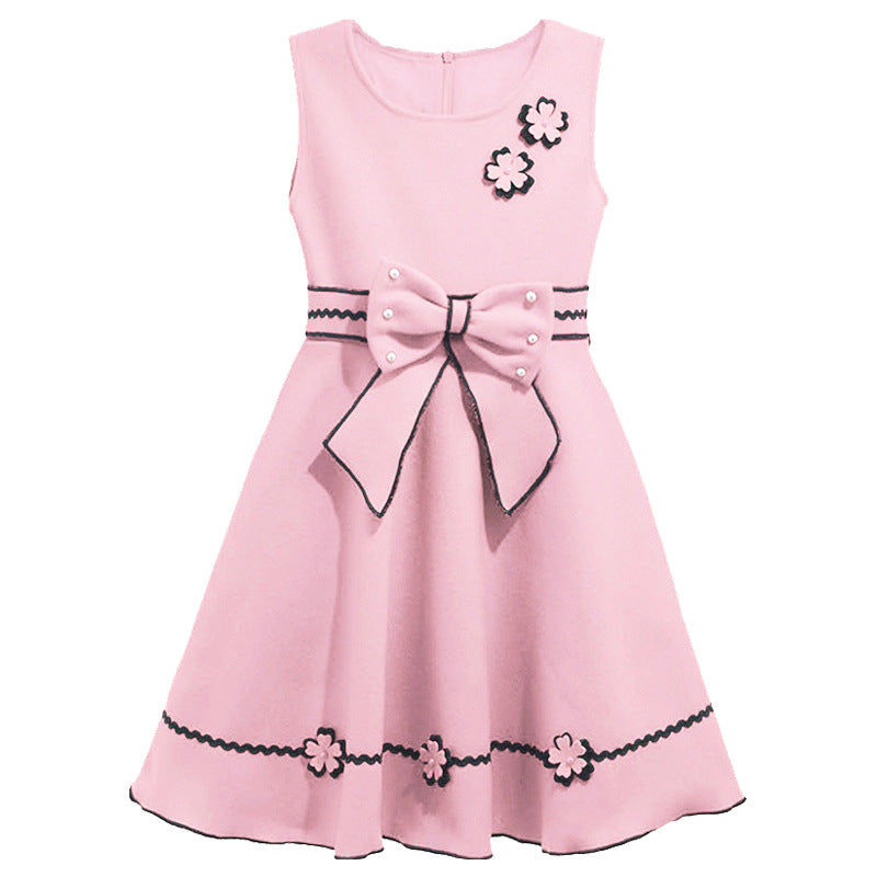 Girls' Casual Dress with Hood and Vest Design