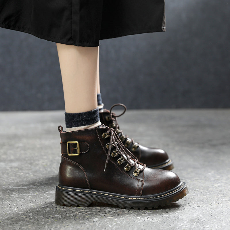 Ladies Retro Flat Short Boots