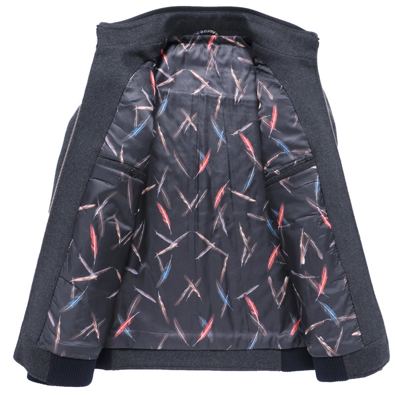 Men's Thick Slim Fit Jacket with Stand Collar