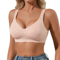 DEANGELMON Seamless Bras for Women No Underwire Buttery Soft Bras Wireless Smoothing V Neck Padded Bralettes(PinkM)