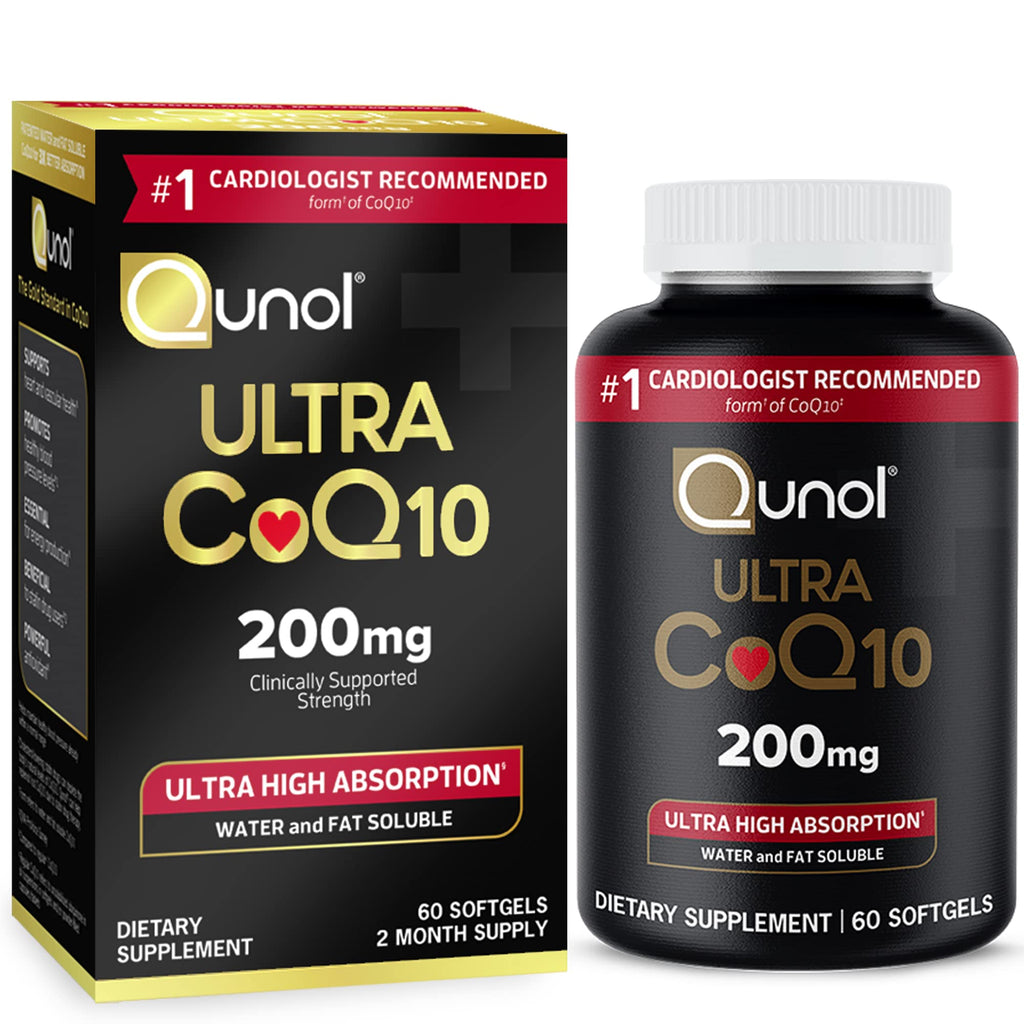 Qunol CoQ10 200mg Softgels Ultra CoQ10 - Ultra High Absorption Coenzyme Q10 Supplements - Antioxidant Supplement for Vascular and Heart Health & Energy Production - 2 Month Supply - 60 Count