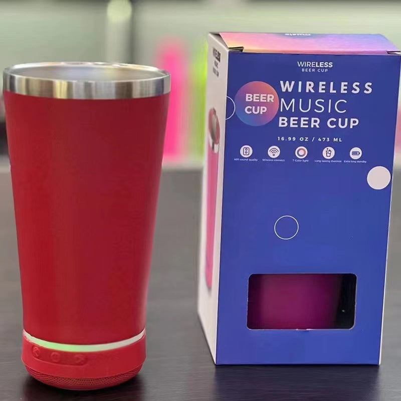 16oz Bluetooth Speaker Beer Mug - Stainless Steel Travel Cup