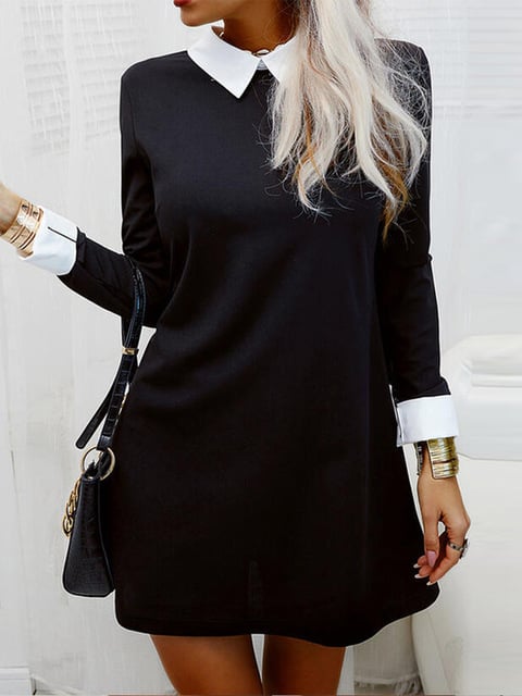 Women's Long Sleeve Color Block Dress