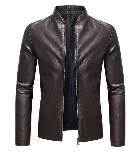 Men's Slim Fit Stand-Up Collar Leather Jacket