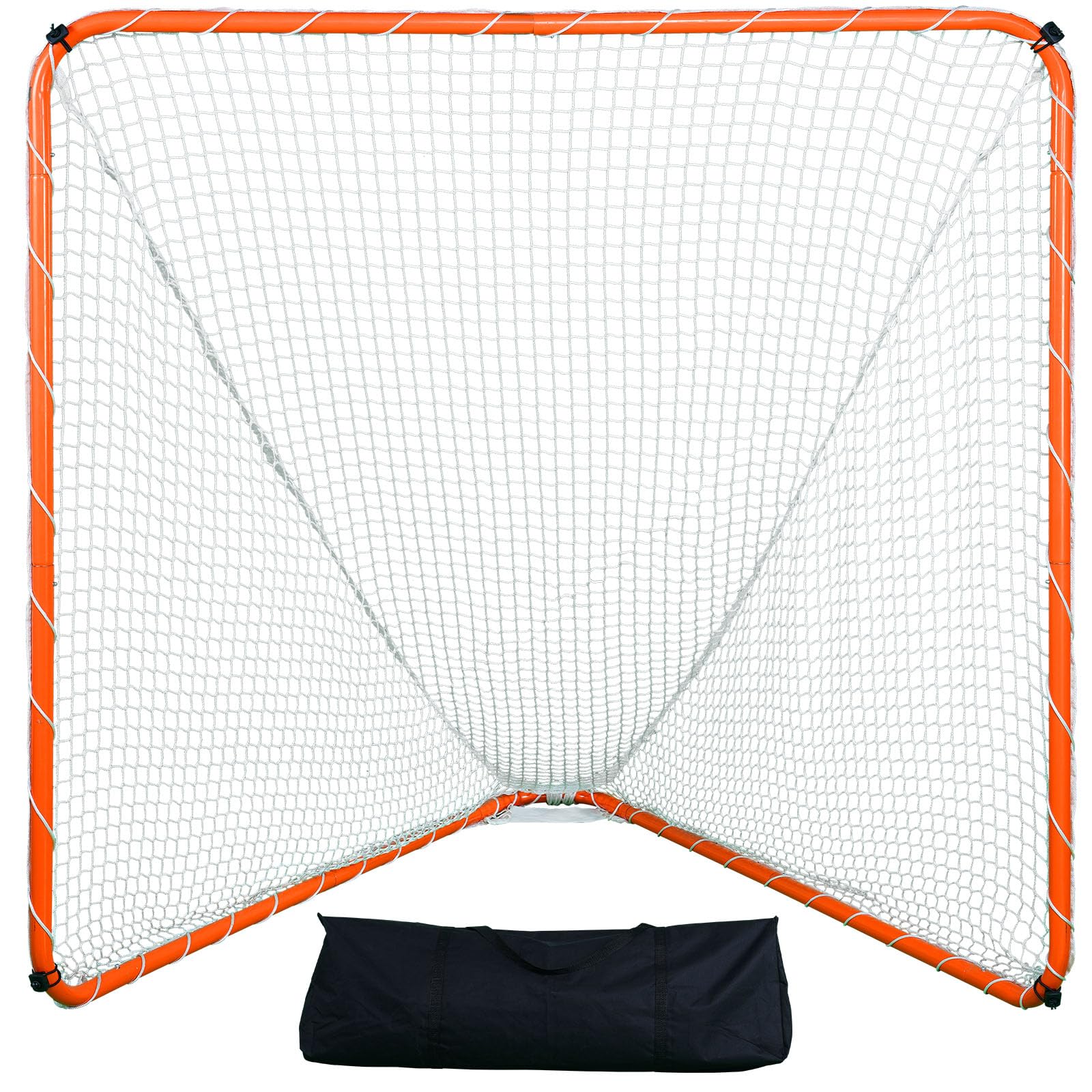 VEVOR Lacrosse Goal 6 x 6 Modular Lacrosse Net Steel Frame Backyard Lacrosse Training Equipment Portable Lacrosse Goal with Carry Bag Quick & Easy Setup Perfect for Youth Adult Training Orange