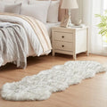 1 Tapis douillet en fausse fourrure blanche moelleuse pour chambre à coucher