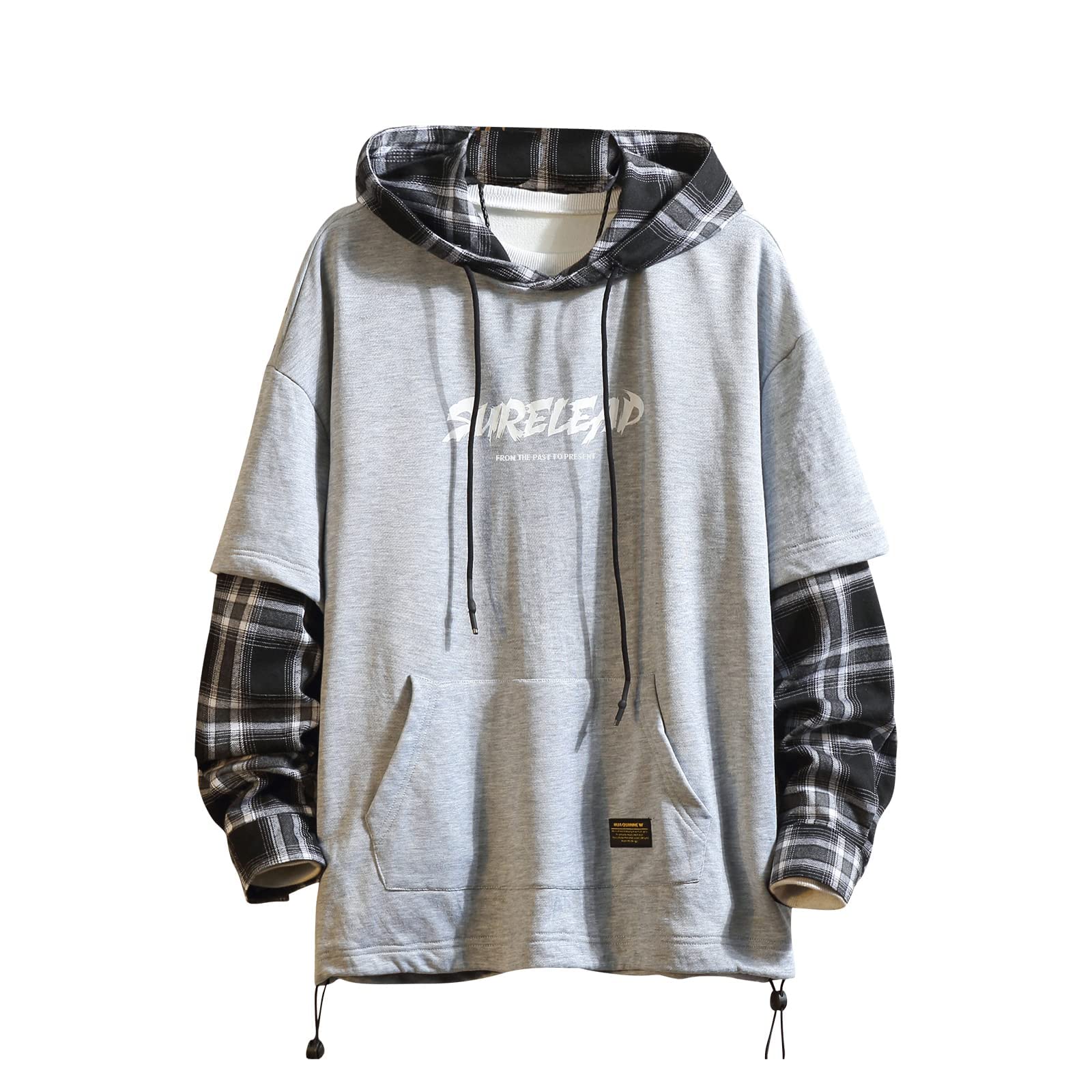 GURUNVANI Sweats à capuche patchwork style japonais Hommes Personnages Streetwear Sweat à capuche Hommes