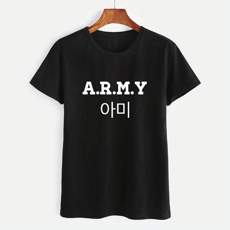 A.R.M.Y T-Shirt with Letter Print and Short Sleeves