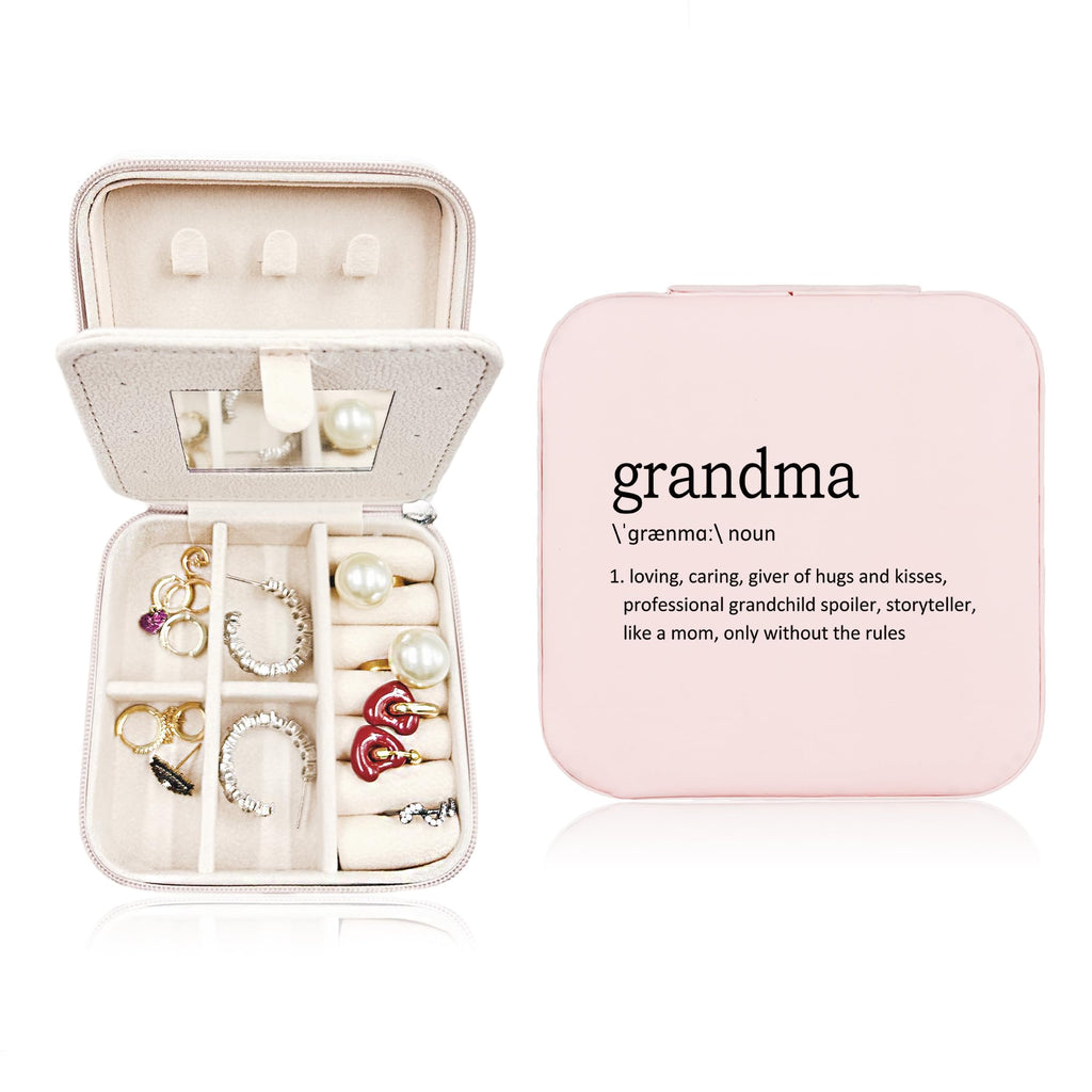 JRTW Mothers Day Gifts for Grandma Travel Jewelry Case for Women Travel Jewelry Organizer Grandma Mothers Day Gift Gramma Jewelry Box for Rings Bracelets Earrings Box Travel Gifts for Grandma