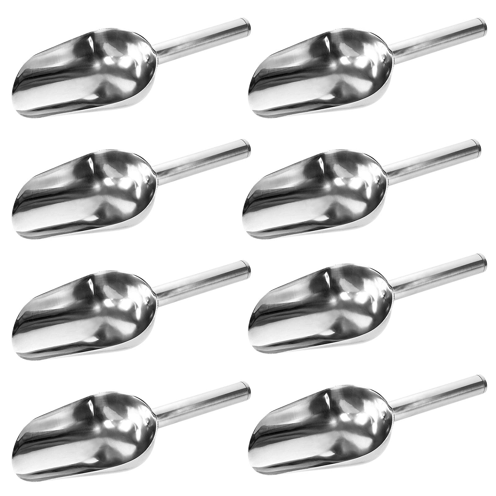CYEAH 8 PCS Stainless Steel Ice Scoop 6oz 9Inch Metal Food Scoop Small Size for Ice Cube Candy Flour Sugar Ice Cube Scoop for Canisters Baking Kitchen Pantry Rust Free