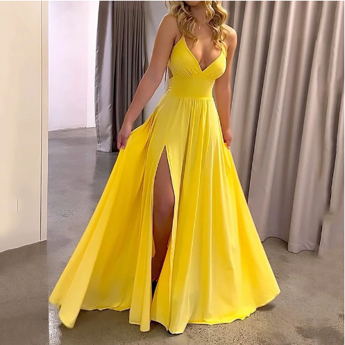 V-Neck Halter Backless Dress