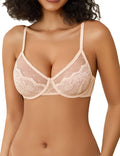 Avidlove Lace Bras for Women Sheer Balconette Underwire Unlined Everyday Bras Lingerie Champagne XXL