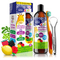 GuruNanda Kids Oil Pulling Alcohol-Free Mouthwash Essential Oils & Vitamins for Fresh Breath & Happy Gums for Ages 6 & up Natural Berry Lemon Rose 8 Oz