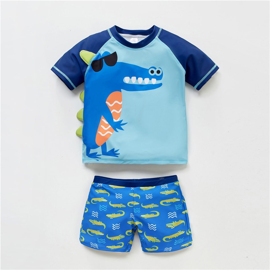 Boys' Cartoon Sun Protection One-Piece Swimsuit